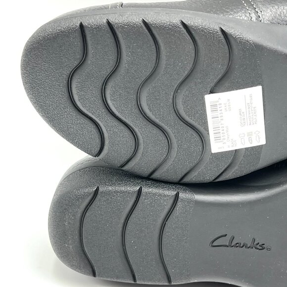6.5W 6.5 WIDE WIDTH Clarks Cheyn Madi Black Leather Comfort Loafers Shoes New - Picture 10 of 12